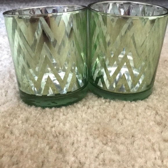 Chevron Candle holders green and silver - Picture 4 of 4